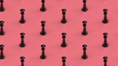 Queen chess pieces on pink background, isometric pattern, seamless looping 動画素材 154746814