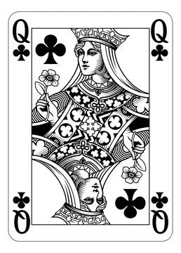 Queen of Clubs Design from Deck of Playing Cards Stock Illustration