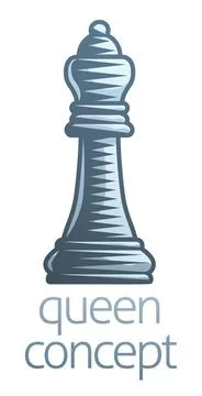 Queen Concept Chess Piece Icon Stock Illustration