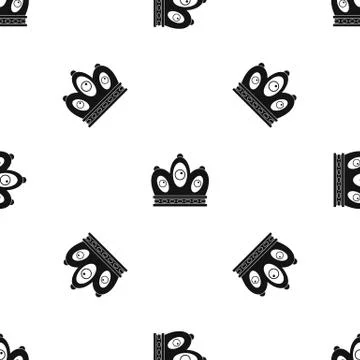 Queen crown pattern seamless black Illustrazione stock