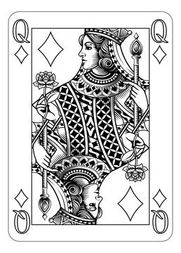 Queen of Diamonds Design Deck of Playing Cards Stock Illustration