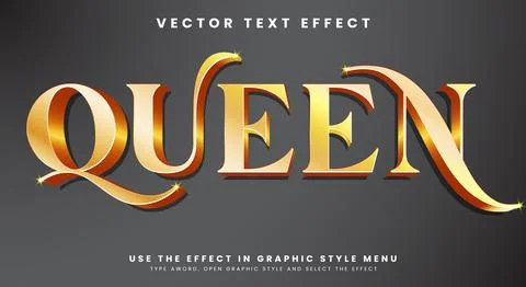 Queen editable text effect template Stock Illustration
