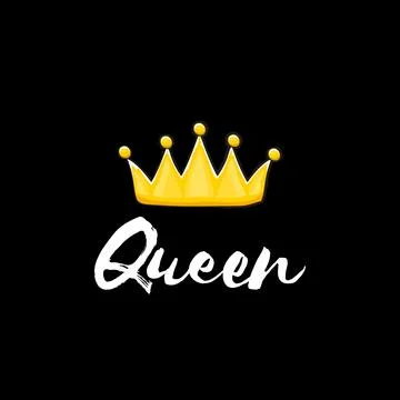 Queen Golden Crown with White Script Typography, Elegant Symbol of Royalty and Illustrazione stock