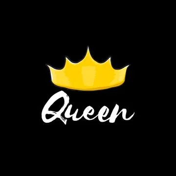 Queen Golden Crown with White Script Typography, Elegant Symbol of Royalty and Illustrazione stock