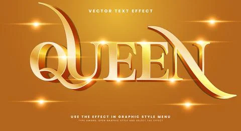 Queen golden style editable text effect Ilustración de archivo