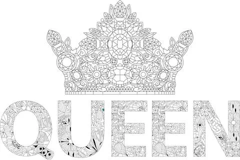 Queen handwritten word with the image of a crown. Modern calligraphy for co.. Stockillustratie