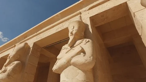 Queen Hatshepsut's Temple Deir al-Bahri, Steadicam Medium shot, Luxor, Egypt. Stock Footage