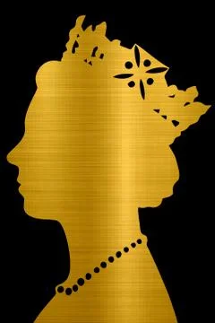 Queen head crown monarchy metallic golden illustration Stock Illustration