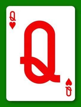 Queen of Hearts 3d illustration playing card with clipping path Stock Illustration