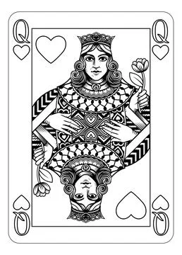 Queen of Hearts Design from Deck of Playing Cards Stock Illustration