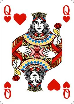 Queen of Hearts Design from Deck of Playing Cards Stock Illustration