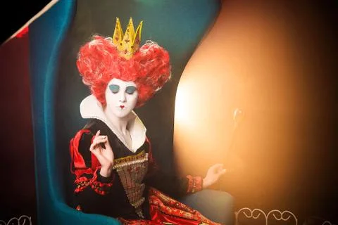 Queen of Hearts in thought Stock Photos