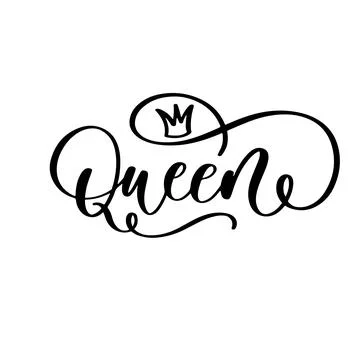 QUEEN. Lettering typography script text with crown for poster, vector design  Stock Illustration