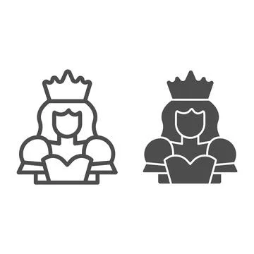 Queen line and solid icon, fairytale concept, Princess sign on white background Stock Illustration