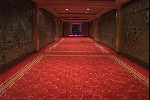 QUEEN MARY 2, 2004, Ocean liner, 4 o'clock in the morning, empty public room Stock Footage 20458571