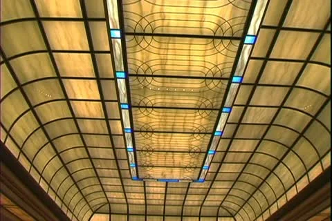 QUEEN MARY 2, 2004, Ocean liner, 4 o'clock in the morning, dining room, ceiling Stock Footage 20461555