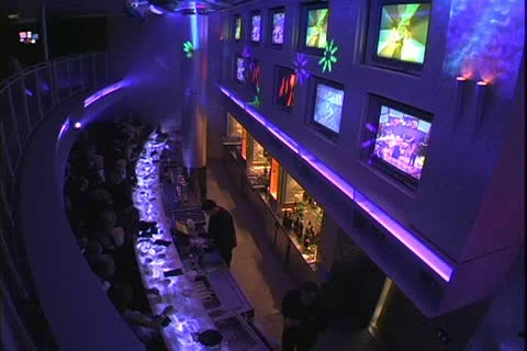 QUEEN MARY 2, 2004, Ocean liner, G32 disco dance club, live music late night bar 動画素材 20637390