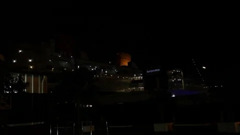 The Queen Mary Dark Harbor Stock Footage 83130198
