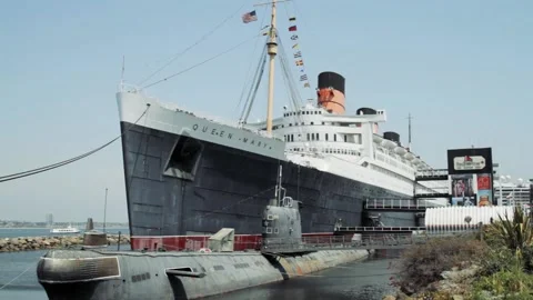 Queen Mary Ship in Long Beach, California 스톡 동영상 142011890