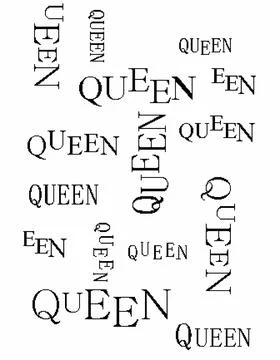Queen, slogan, pixel graphics, black letters on a white background Stock Illustration