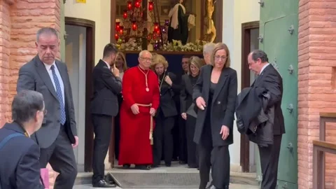 Queen Sofía and Infanta Elena and Infanta Cristina attend the Holy Thursday proc 動画素材 332018659