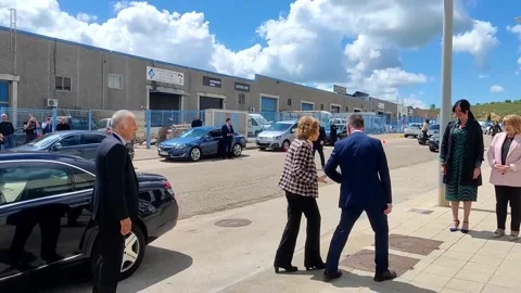 Queen Sofia learns about operation of Food Bank in Huesca, Huesca, ES - 30 Apr 2 Stock Footage 274151013