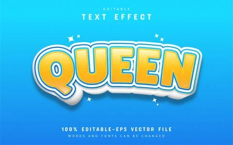 Queen text effect cartoon style Stock Illustration