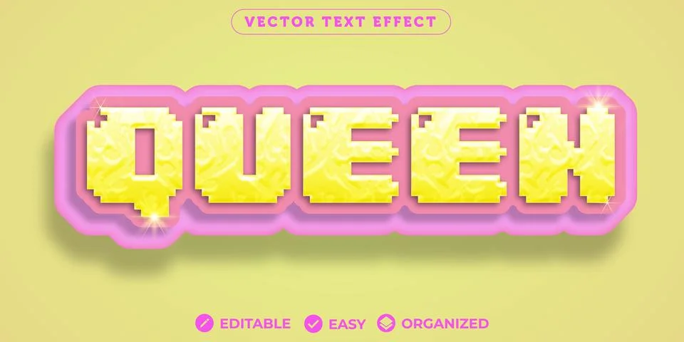 Queen Text Effect,Fully Editable Font Text Effect Stock Illustration