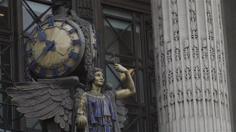 Queen of Time statue, Selfridges Stock Footage 93207189
