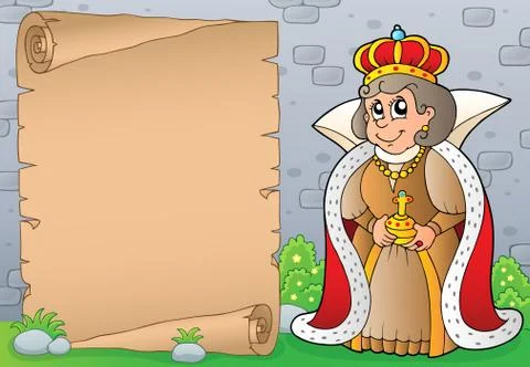 Queen topic parchment Illustrazione stock