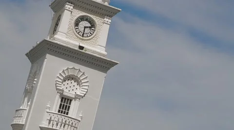 The Queen Victoria Memorial Clock Tower in Penang, Malaysia Stock Footage 48134593