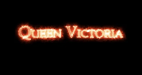 Queen Victoria written with fire. Loop Stock Footage 128877722
