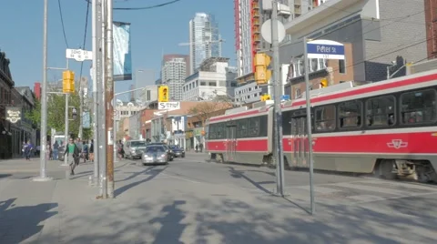 Queen West Toronto Peter St Intersection Video stock 50542455