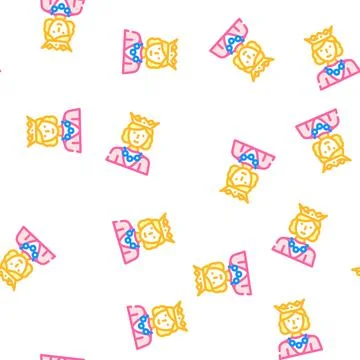Queen woman vector seamless pattern Illustrazione stock