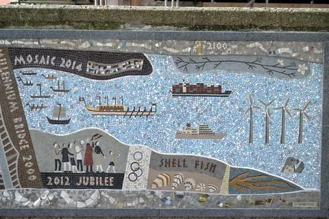 Queenhithe Mosaic along the North Bank of the Thames. Stock Photos