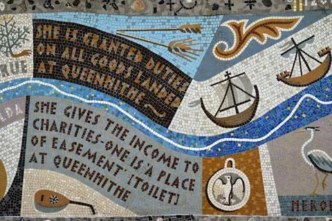 Queenhithe Mosaic along the North Bank of the Thames. Stock Photos