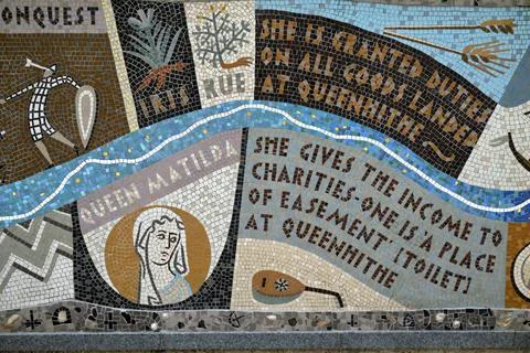 Queenhithe Mosaic along the North Bank of the Thames. Stock Photos