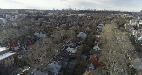 Queens Detached Houses amid Winter Tree Canopy Stock-Footage 88309727