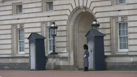 Queens Guard in front of Buckingham Palace Stock Footage 119177824
