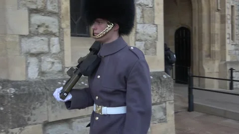 The Queen's Guard in Tower of London Stock Footage 145662214