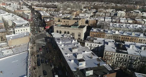 Queens Intersection beside Church and Rowhouses Stock-Footage 88309988