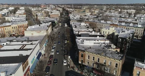 Queens Mixed Use Streets and Busy Intersection Stock Footage 88309211