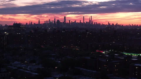 Queens, New York at sunset Stock Footage 308664557