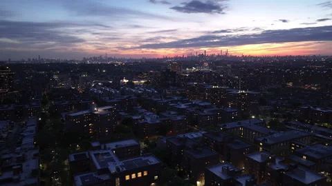 Queens, New York at sunset Stock Footage 308664646