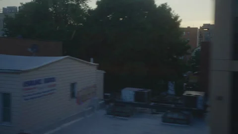 Queens NYC Train POV at Sunset Stock Footage 341849062