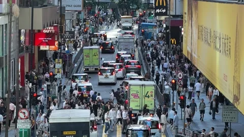 Queens Road Central pedestrian crossing street Aug 6 2026 Stock Footage 342150441