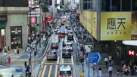 Queens Road Central pedestrian crossing street Aug 6 2026 Stock Footage 342150451