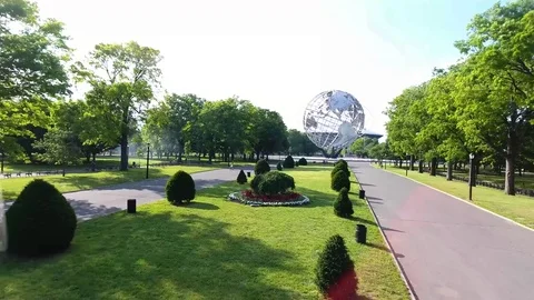 Queens Unisphere - Aerial Stock Footage 80359349