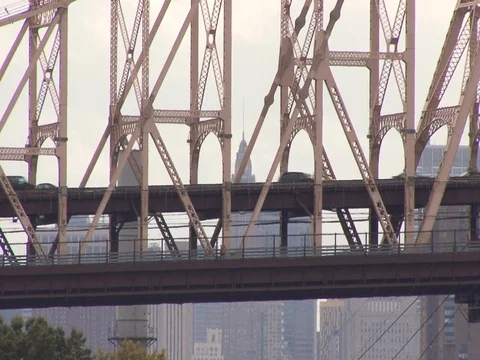 Queensboro Bridge close up Stock Footage 128935425