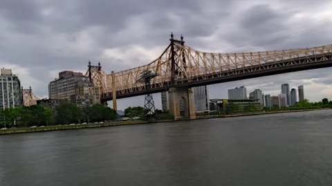 Queensboro Bridge East River Cloudscape Hyperlapse Tilt Stock Footage 243674702